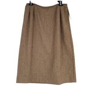 Albert Nipon Brown‎ Herringbone Pattern Below Knee Length A Line Skirt Size 10